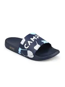 Campus Men Navy Blue & White Printed Sliders