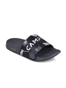Campus Men Black & Grey Printed Sliders
