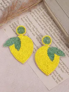 Crunchy Fashion Yellow & Green Contemporary Drop Earrings