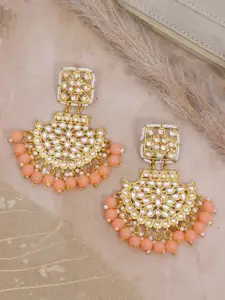 Crunchy Fashion Orange Gold-Plated Classic Chandbalis Earrings