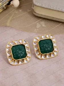 Crunchy Fashion Green Gold-Plated Classic Studs Earrings