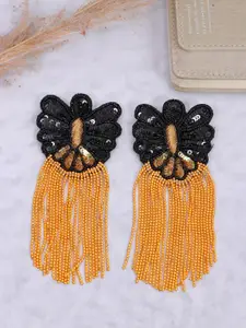 Crunchy Fashion Black & Orange Contemporary Drop Earrings