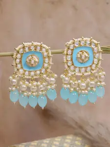 Crunchy Fashion Blue Gold-Plated Classic Drop Earrings