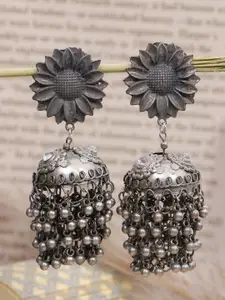 Crunchy Fashion Silver-Toned Classic Jhumkas Earrings