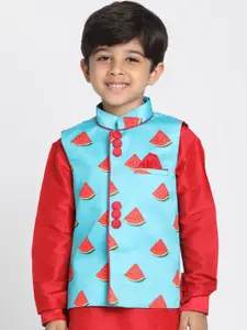 JBN Creation Boys Blue Printed Nehru Jacket