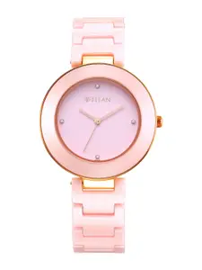 Titan Women Pink Dial & Pink Ceramic Bracelet Style Straps Analogue Watch