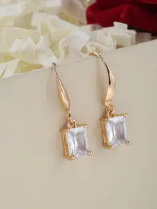 Shining Diva Fashion Gold-Plated & White Contemporary Drop Earrings