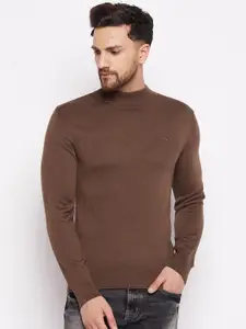 98 Degree North Men Brown Round Neck Long Sleeves Wool Pullover