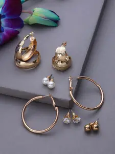 SOHI Gold-Plated Contemporary Drop Earrings