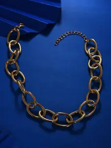SOHI Gold-Toned & Gold-Plated Statement Necklace