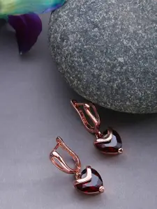 SOHI Red & Rose Gold Plated Contemporary Drop Earrings