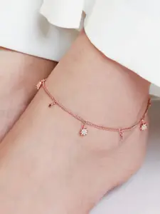 Zavya Rose Gold-Plated Silver Tasseled Anklet