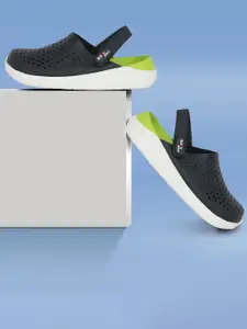 Action Plus Men Grey & Fluorescent Green Rubber Clogs