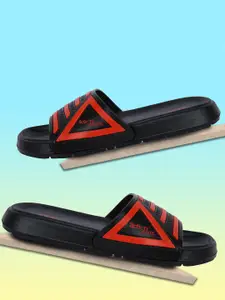 Action Plus Men Black & Red Striped Sliders