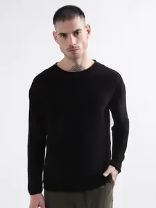 PUNK Men Black Acrylic Pullover
