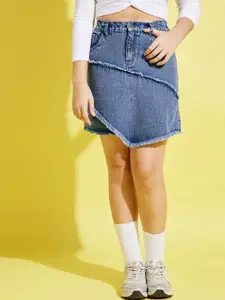 Noh.Voh - SASSAFRAS Kids Girls Pure Cotton Denim Raw Hem Mini Skirt
