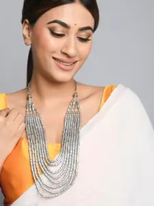 Fida Women Silver-Toned Silver-Plated Layered Necklace