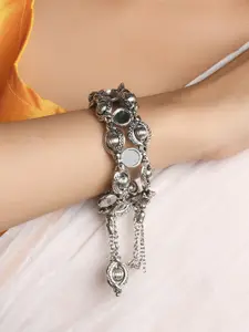 Fida Women Silver-Toned Oxidised Silver-Plated Bangle-Style Bracelet