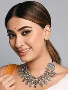 Fida Women Silver-Toned Silver-Plated Choker Necklace