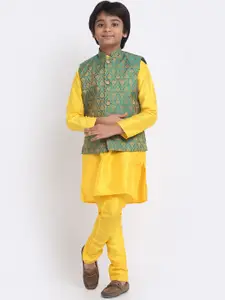 KRAFT INDIA Mandarin Collar Kurta with Churidar & Nehru Jacket
