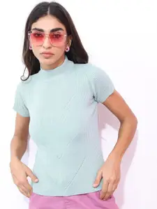 KETCH Women Blue Cable Knit Acrylic Pullover