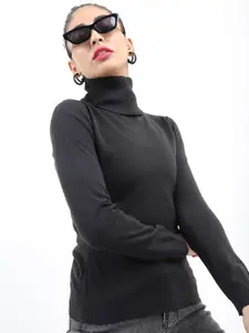 KETCH Women Black Acrylic Pullover