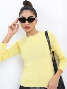 KETCH Women Yellow Acrylic Pullover