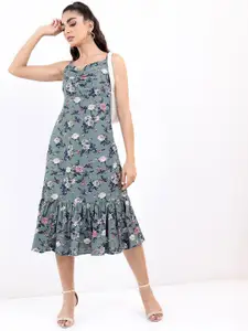 KETCH Teal Floral Midi Dress