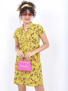 KETCH Yellow Floral Shirt Mini Dress