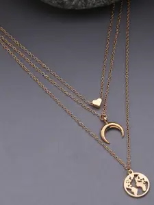 SOHI Gold-Toned & Gold-Plated Layered Necklace