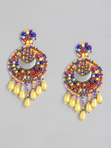 Sangria Embellished Crescent Shaped Chandbalis Earrings
