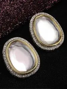 PANASH Silver-Plated Oval Studs Earrings