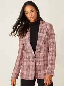 DOROTHY PERKINS Women Pink Checked Single Breasted Blazer