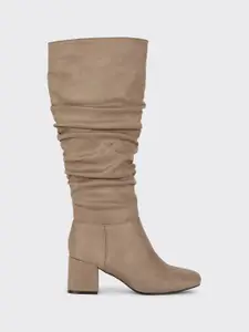 DOROTHY PERKINS Women Taupe Slouchy Ruched Boots