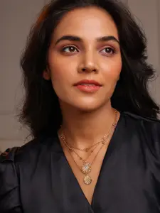 VOGUE PANASH Gold-Toned & White Brass Gold-Plated Layered Necklace