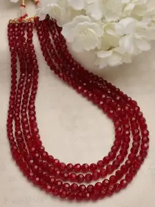 PANASH Red Layered Necklace