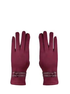 Bonjour Women Maroon Winter Gloves