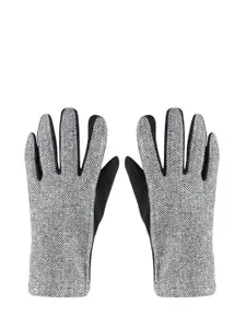 Bonjour Men Black & Grey Self Design Winter Gloves