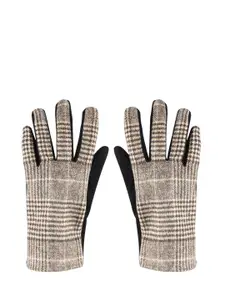 Bonjour Men Brown Checked Winter Gloves