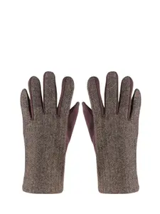 Bonjour Men Light Brown Self Design Winter Gloves