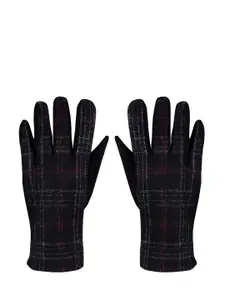 Bonjour Men Black Checked Winter Gloves