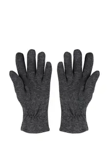 Bonjour Men Dark Grey Checked Winter Gloves