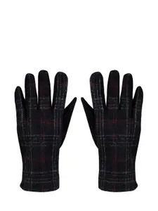 Bonjour Men Black Checked Winter Gloves