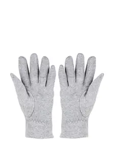 Bonjour Men Light Grey Checked Winter Gloves