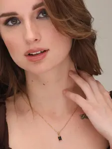 PALMONAS Gold-Toned & Black Gold-Plated Necklace