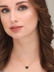 PALMONAS Gold-Toned & Black Gold-Plated Necklace