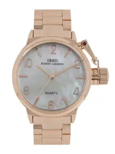 IBSO Women White Dial & Rose Gold Toned Bracelet Style Straps Analogue Watch S8109LCO