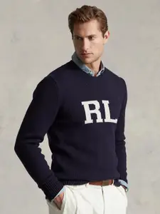 Polo Ralph Lauren Round Neck Typography Printed Wool Sweater