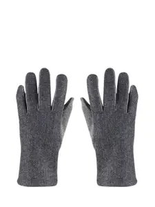 Bonjour Men Dark Grey Self Design Winter Gloves