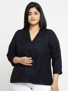 Style Quotient Women Plus Size Mandarin Collar Casual Shirt